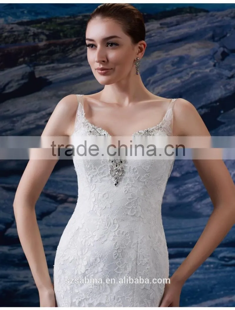 2016 lace applique sweep train mermaid wedding gowns wedding lacha photos