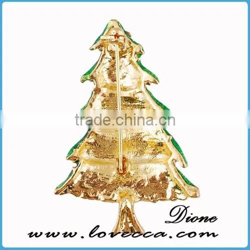 Fashion Cute Christmas Tree Stars Clear Crystal Brooches Pins Holiday Party