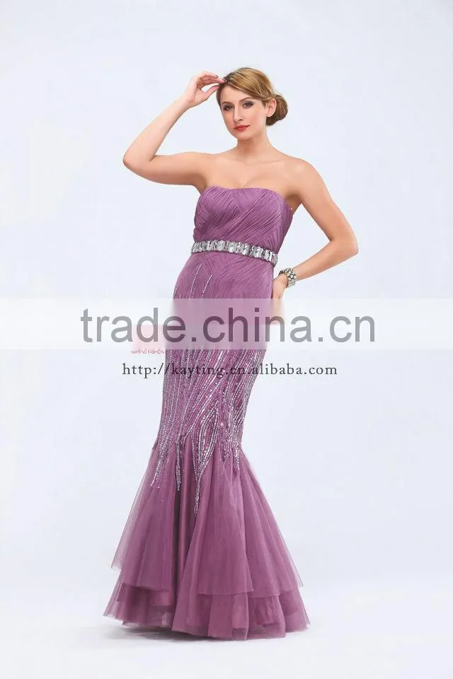 Distinctive Off shoulder prom dress mermaid style beaded 2014 new model evening dress