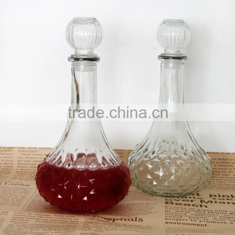 luxurious glass brandy cognac russian liqueur bottle with sealing glass cap