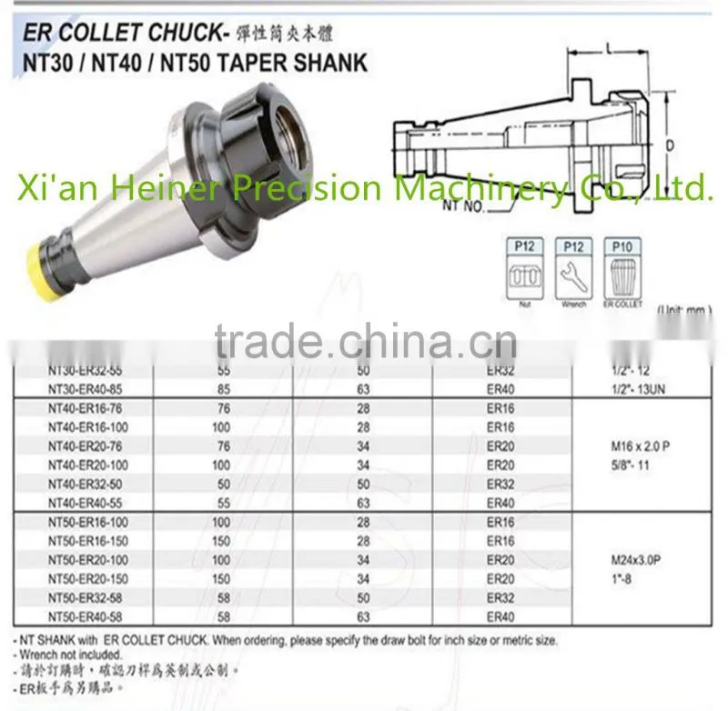 NT40-ER32-60 High of precision numerical control mill spring collet tool holders
