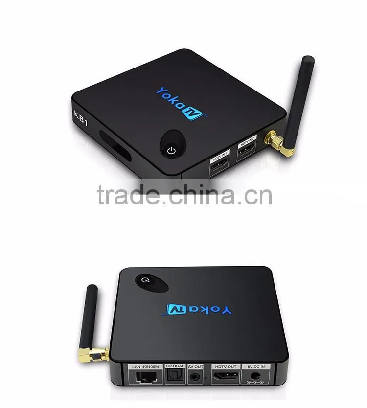 Yoka TV dual frequency wifi S905X quad core CPU penta core gpu on the top box