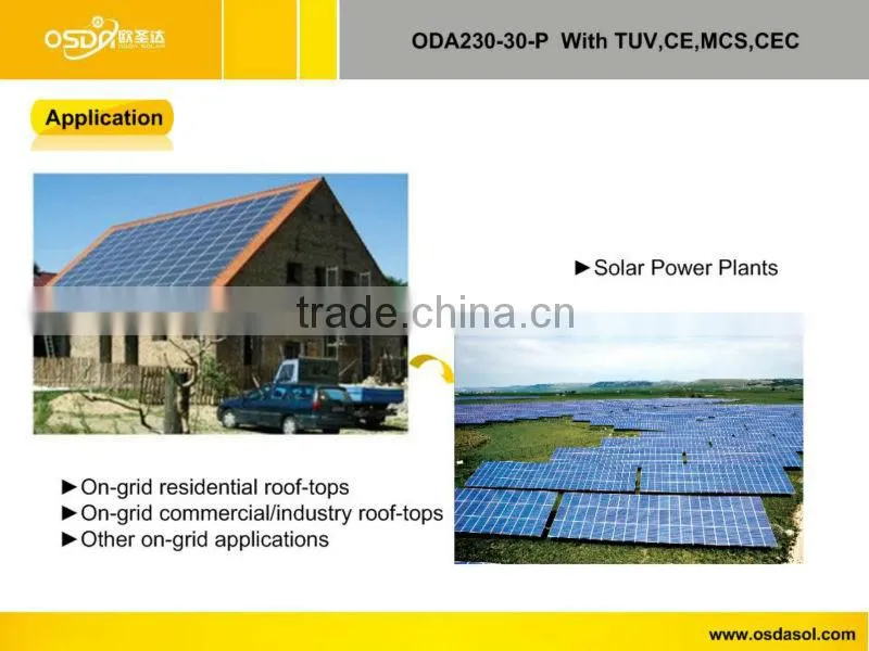 TUV MCS CEC certificated polycrystalline 230W solar panel