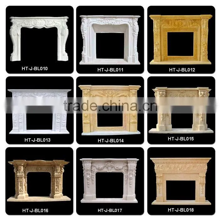 Laxury Design Statue Carved White Marble Fireplace Mantel