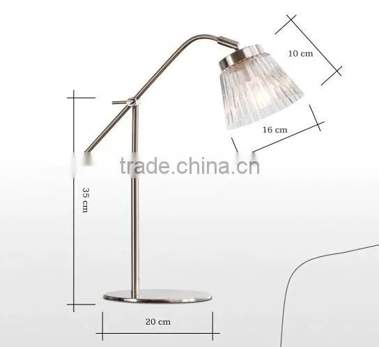 Adjustable Height Table Lamp Satin Nickel Steel With Glass Lampshade Bedroom Study Room Living Room Table Lamp