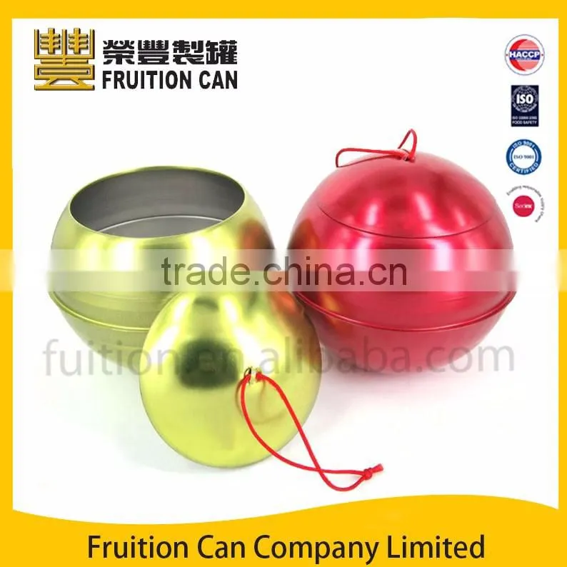 Christmas Round Ornament Ball Packing Tin Metal Box