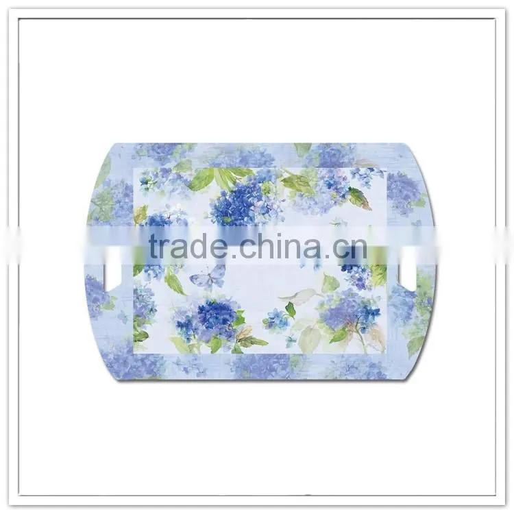 Rectangular shape kitchen use handled flower decal cheap plastic cutting board