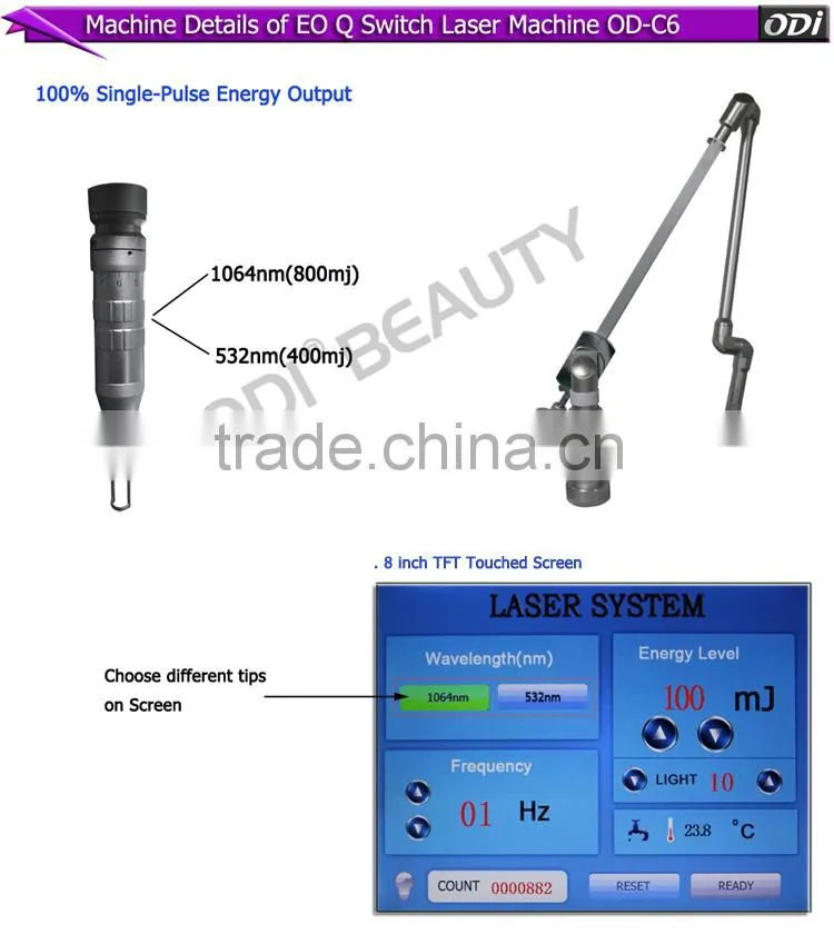 Strong articulated arm laser nd yag single pulse pigment removal laser machine