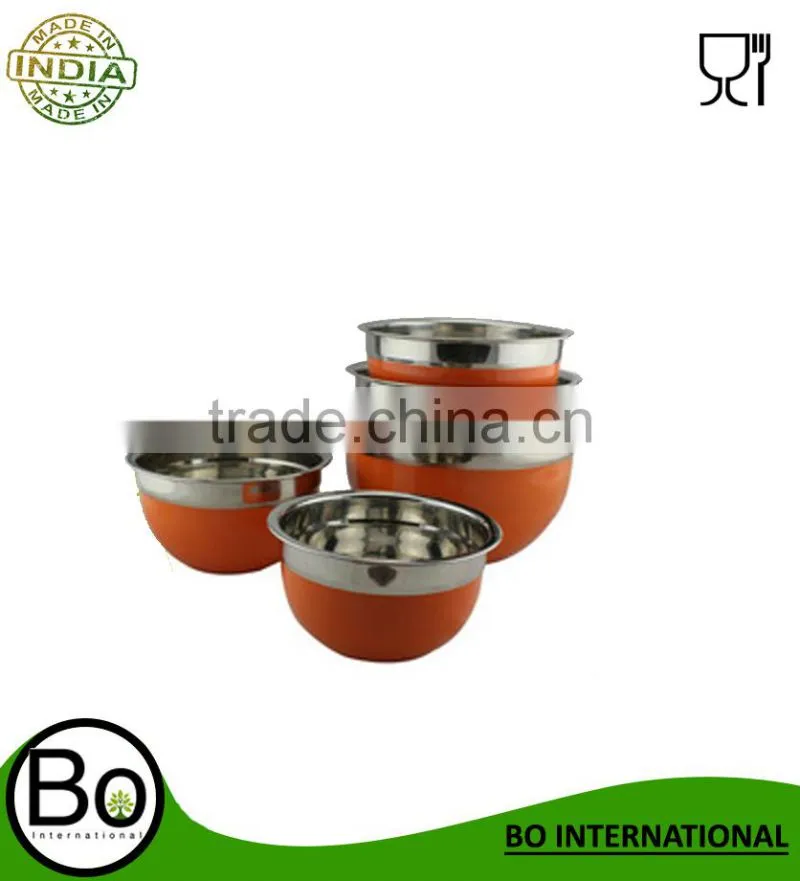 5pcs stainless steel colorful mixing bowl
