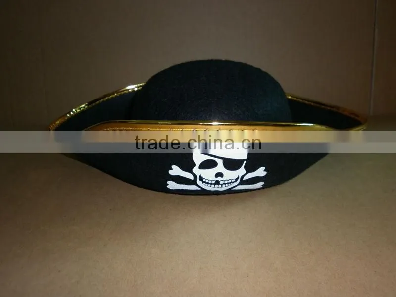 Cheap Promotional Black Gold Adult kids non-woven Party Pirate Hat