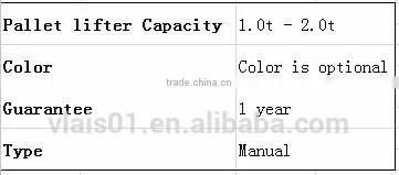 Manual forklift manual pallet stacker 1000kg
