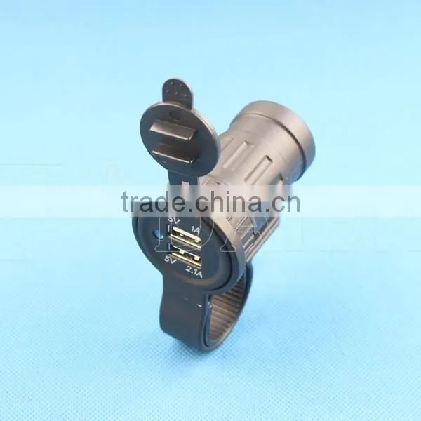 Double Port Motorcycle Car USB Charger Socket With Waterproof Cover
