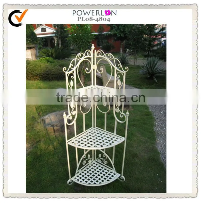 Highly Quality Retro Style Wrought Irons Antirust 4-tier Metal Garden Flower Shelf