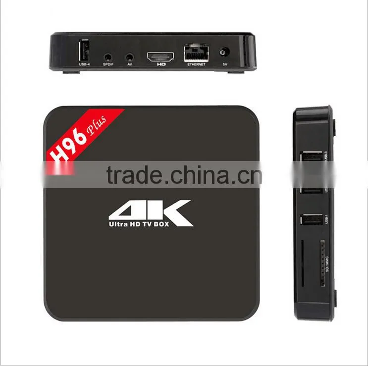 2016 hot sale android5.1 smart tv box H96plus wifi 2.4g 2G/16G kodi pre-installed internet tv box