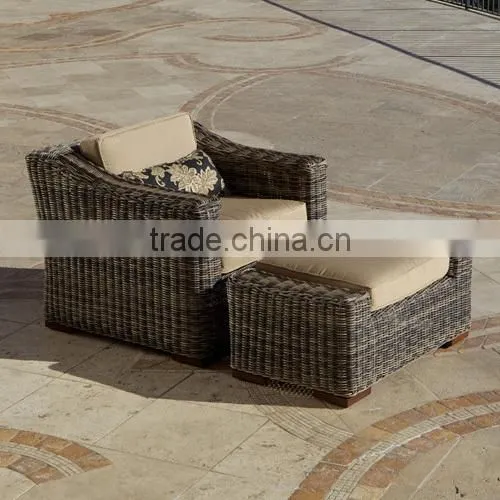 Sigma outdoor round rattan furniture chair lounger and ottoman