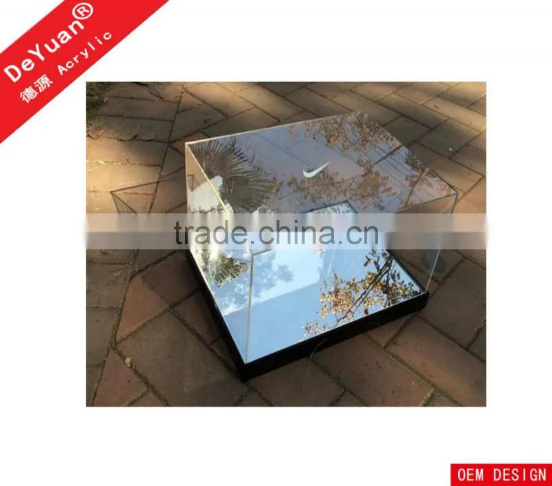 Custom Transparent Acrylic Shoes Box With Mirror Board Base
