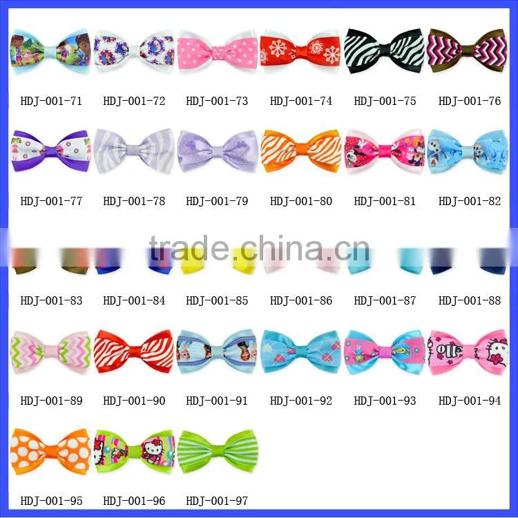 Large Bow /Cartoon Kids Grosgrain Boutique Ribbon Hair Bow / Lovely Cat Printing