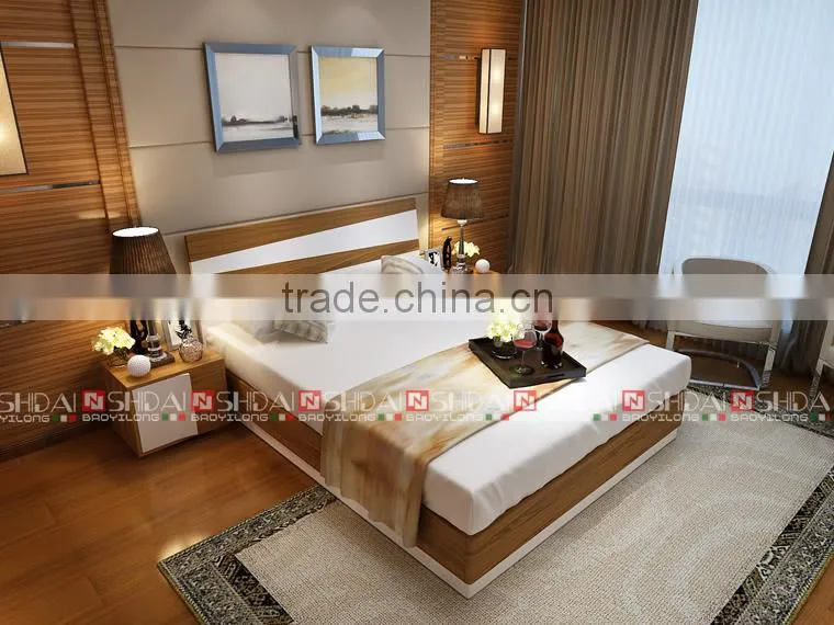 Modern Walnut and White Finished Bedroom Set Contemporary(QUEEN) B-818