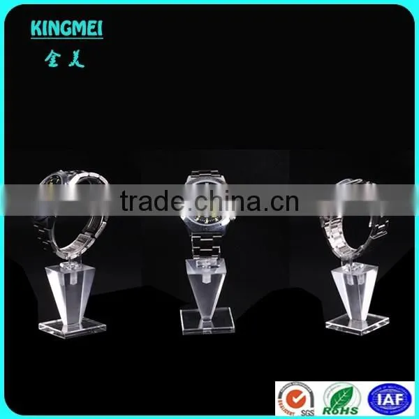 retail selling clear crystal watch stand, c ring holder single wrist watch display with c shape rack