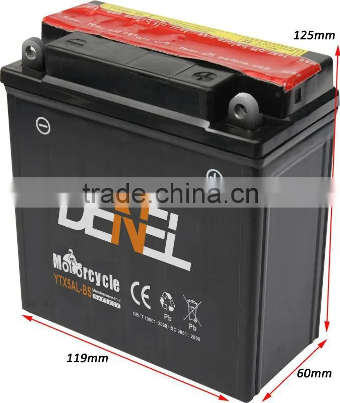 12v 5ah dry charged lead acid battery