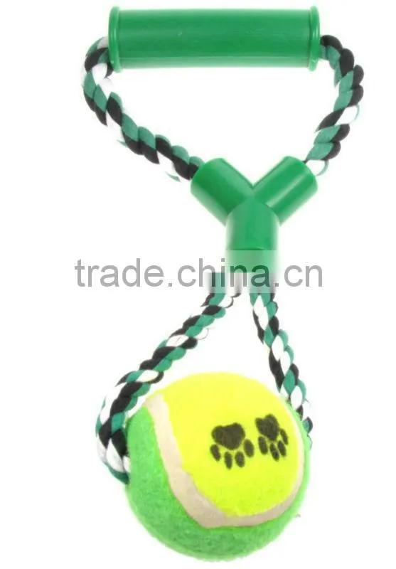 Interactive Dog Toy Tugger & Chew Tennis Ball Rope