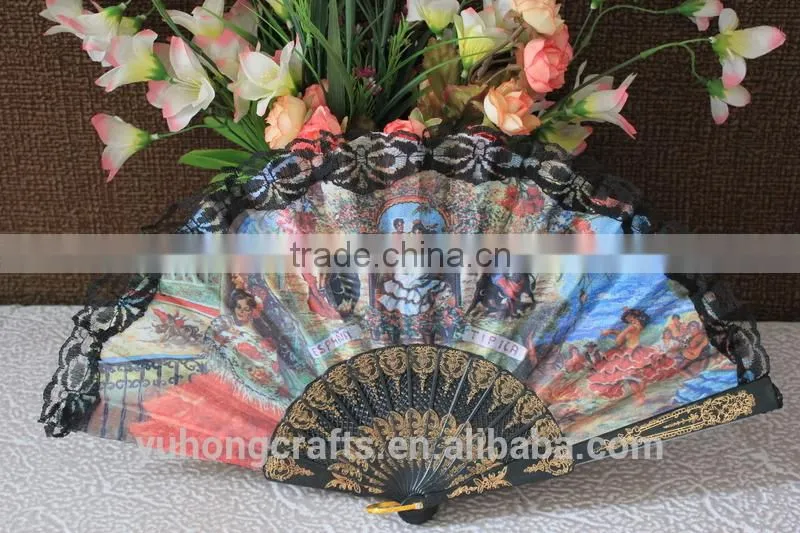 Spanish decoration fan with plastic ribs