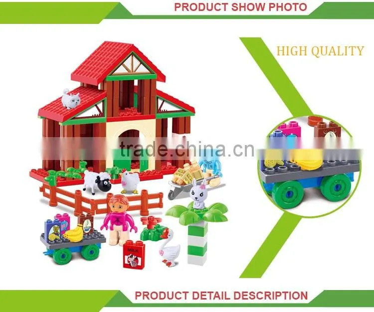 Intelligence toy diy happy farm plastic cube triangle building blocks
