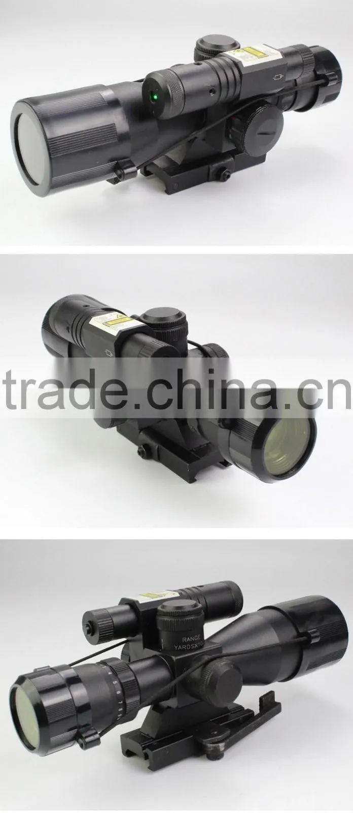Compact 2.5-10X40 rifle scope red green Mil-Dot Reticle with side attached green laser sight scope with quick release mount