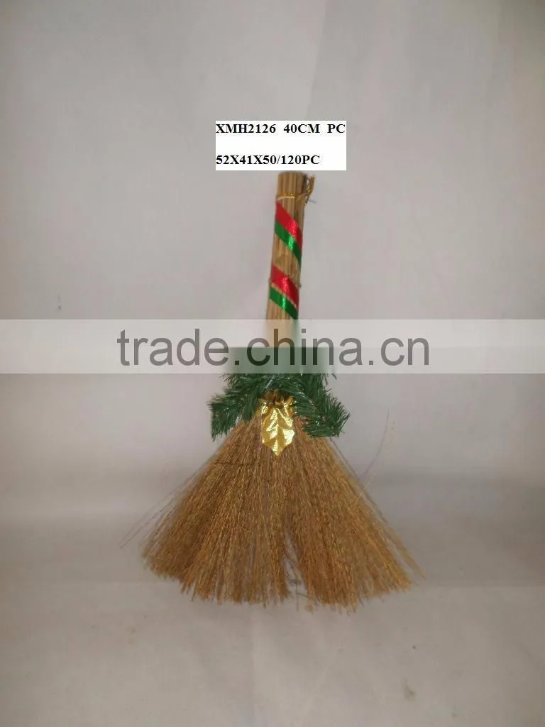 Straw and fabric scarecrow witch for halloween decoration