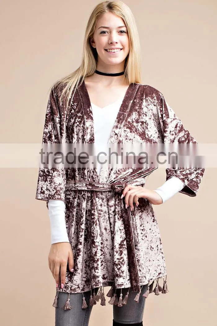 Fashion Party Wear 2017 New Arrivals Style Trendy Blouses Ladies Short Cardigan Super Soft Solid Velvet Clothing Wholesale