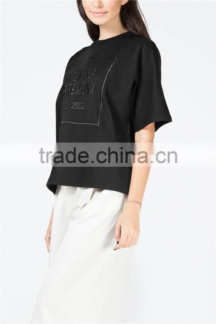Black logo pique boxy t-shirt made in peru t shirts