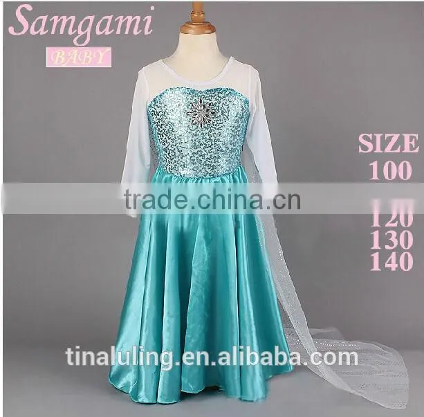 2015 new arrival child dress kids glitter sequin wedding dress child clothes girls long dresses