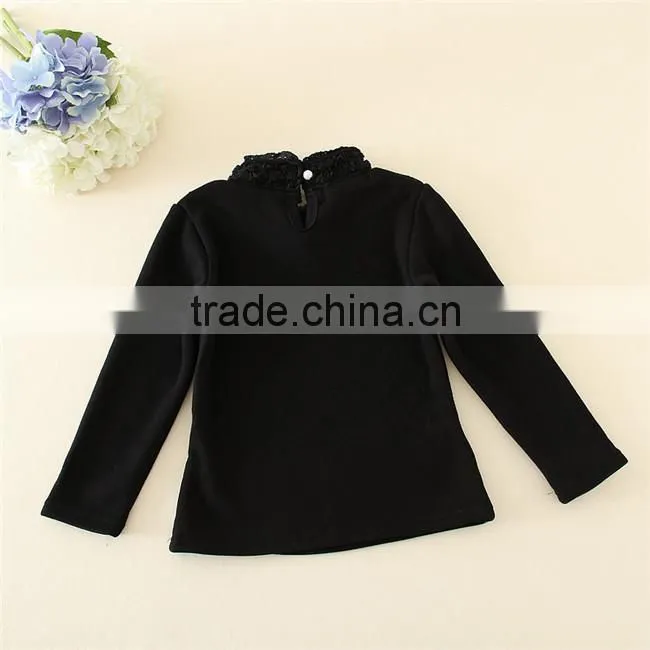 chinese wholesale manufactory Long Sleeve Tops for little girl bottoming shirt black pullover girls shirts
