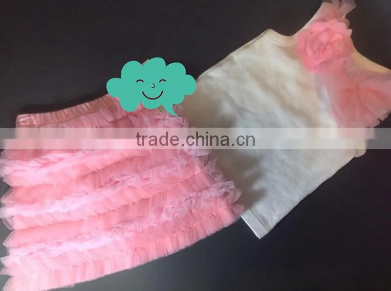 Sweet Girls Pink Ruffle Tulle Pettiskirts Set Boutique Chiffon TuTu Dresses