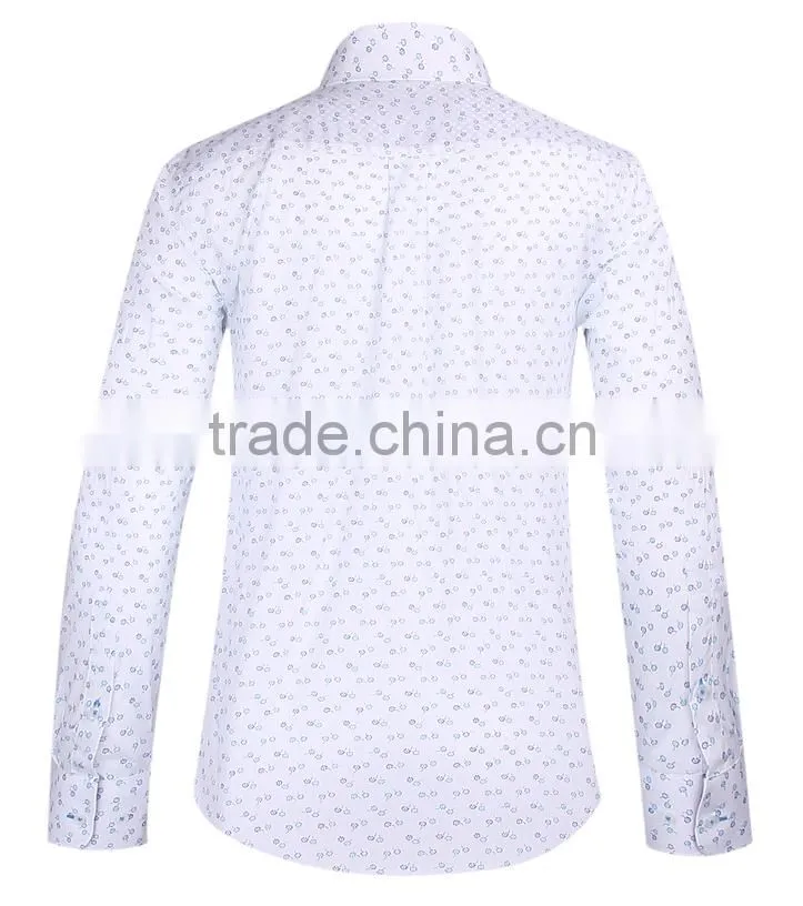 2017 new trend print men long sleeve button-down collar slim fit shirt with contrast collar and cuff