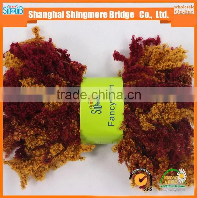alibaba China novelty yarn supplier hot wholesale acrylic coral yarn colorful pigtail yarn for knitting scarf