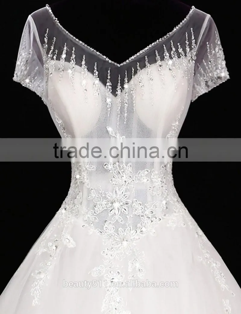 2017 Sexy Shoulder belt lace mermaid color wedding dress bridal for bride Scoop neckline bridal dress F10601