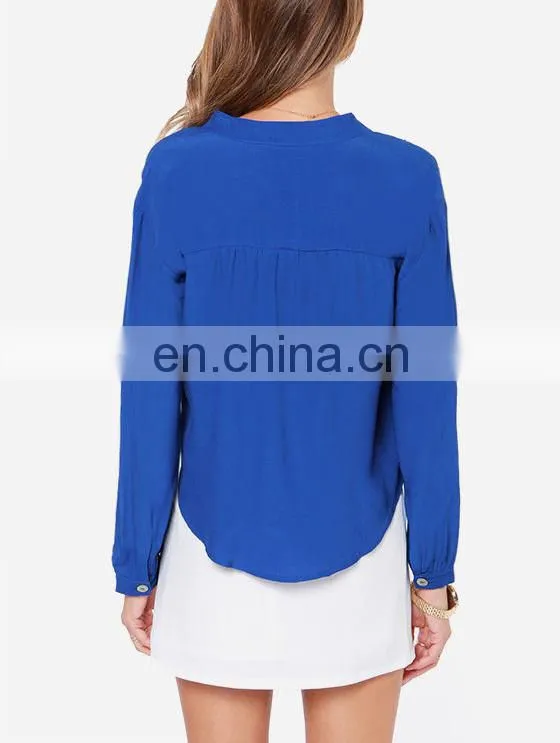 CHEFON Sexy deep v neck long sleeve women latest skirt and blouse 2016