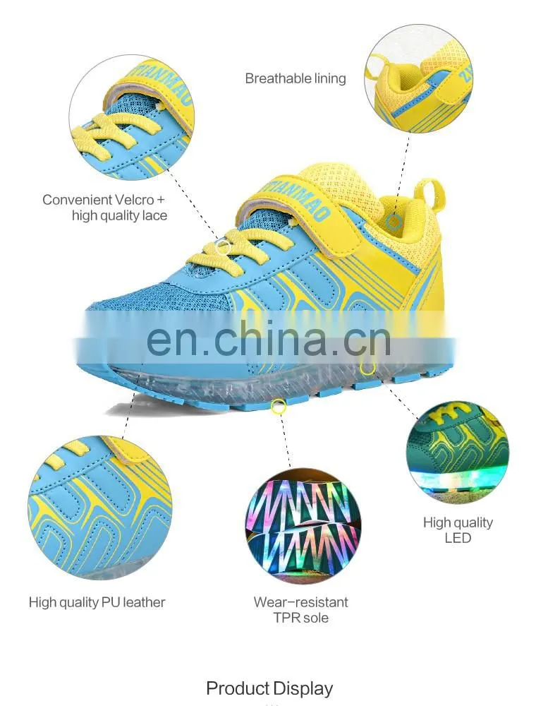 Wholesale hot Children kids USB rechargeable LED shoes Latest light up shoes for kids