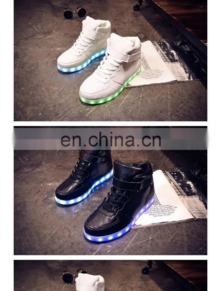 Factory Wholesale Hot Fashion Cool light up shoes street dance luminous high top LED sneakers casual shoes for men women