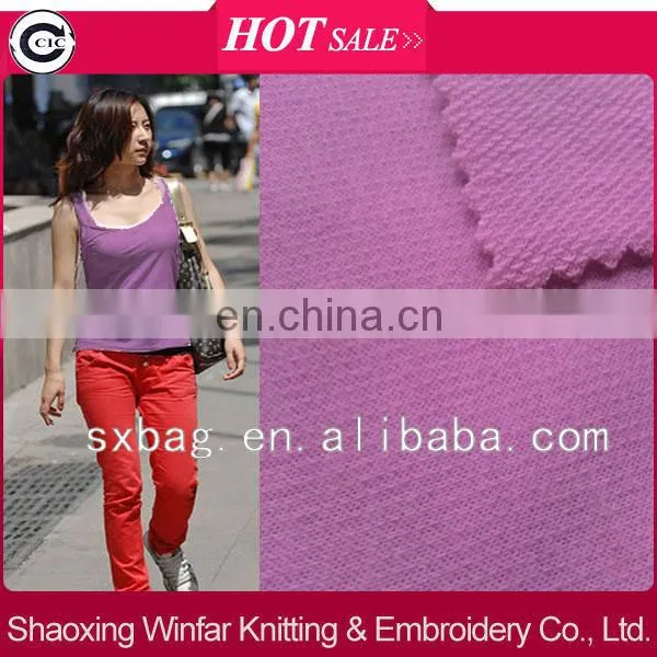 single jersey T/R80/20 dyed knitting terry cloth fabric for lady dress garment