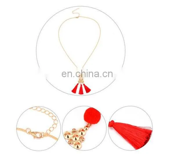 Fashion Jewelry Bohemian Earring Women Long Red Tassel Fringe Dangle Earring