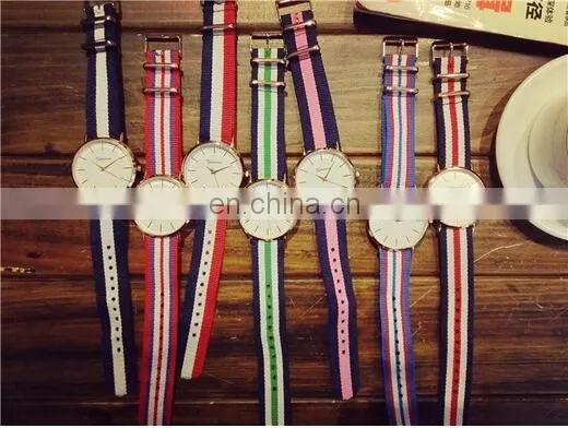 Golden dial quartz watches British retro casual canvas belt watches