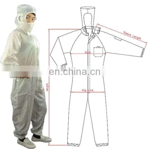 Garment factory, Stripe and grid Cleanroom ESD jumpsuit