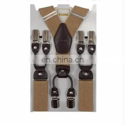 Factory direct sale 3.5cm Muti colors top strong quality clips men suspenders