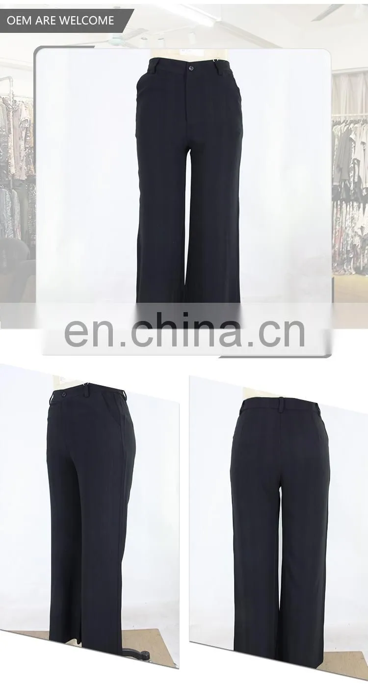 2017 Latest Design Black Color Wide Leg Loose Pants Women