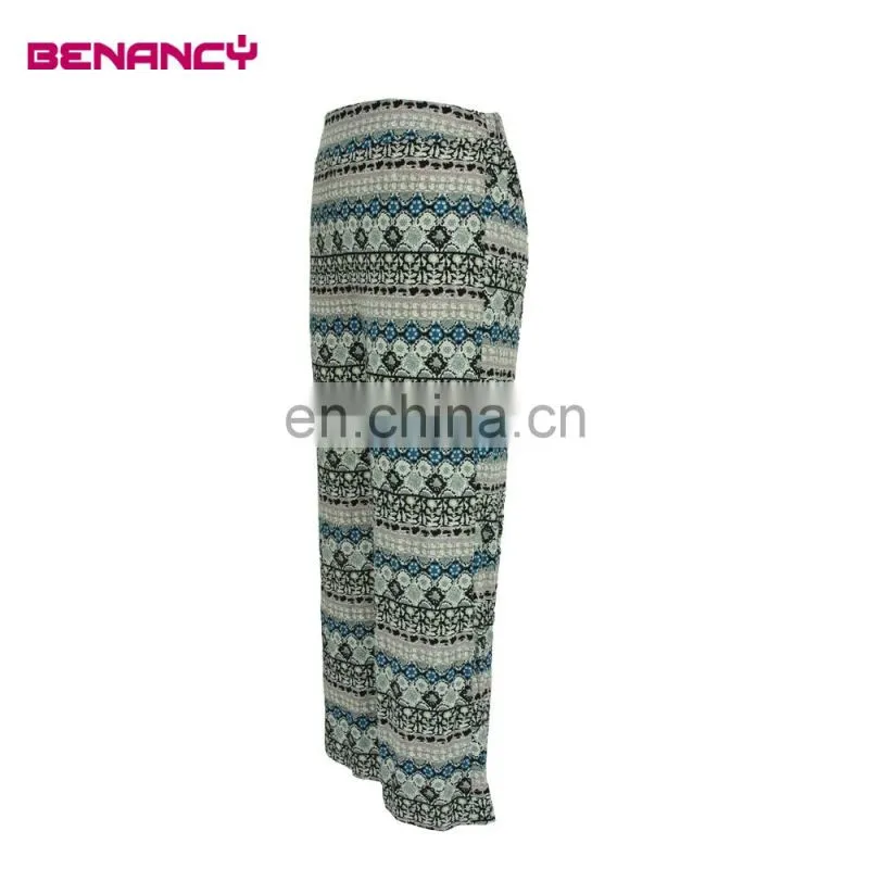 Viscose Green Floral Print Trousers Casual Wear Plus Size Pants for Women