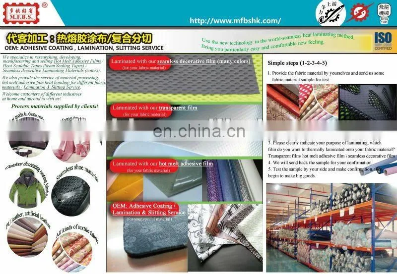 Thermally laminated onto fabric material with seamless decorative film