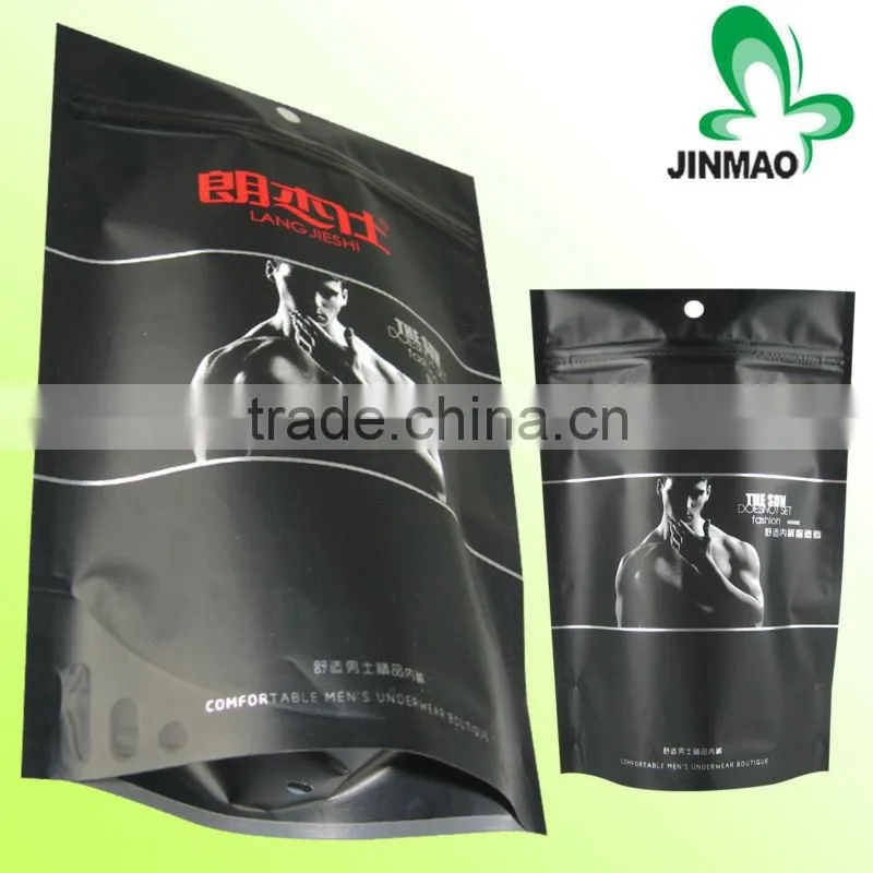 Clothing packaging bag with one side clear and foil inside