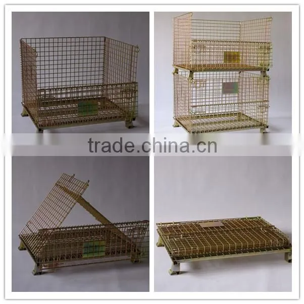 Large stack welded pallet wire mesh lockable rolling cage